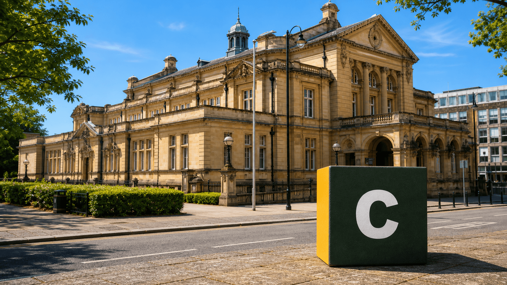AI training in Cheltenham with a realistic Coaley Peak branded 3D cube at Cheltenham Town Hall