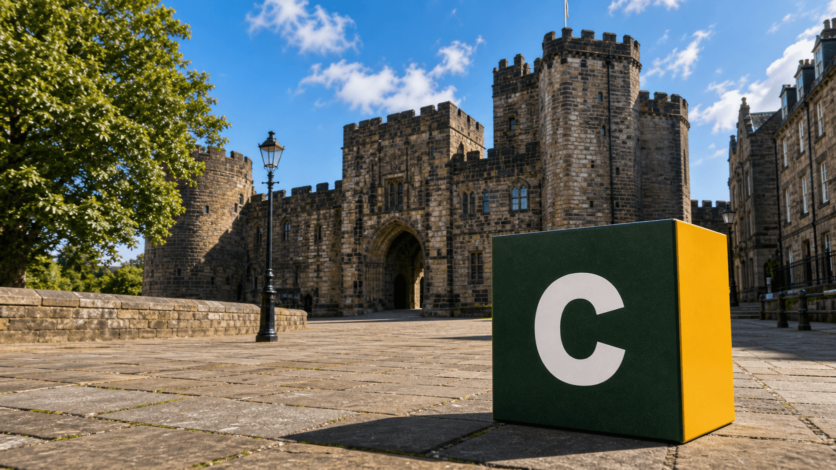 AI training in Lancaster with a realistic Coaley Peak branded 3D cube at Lancaster Castle