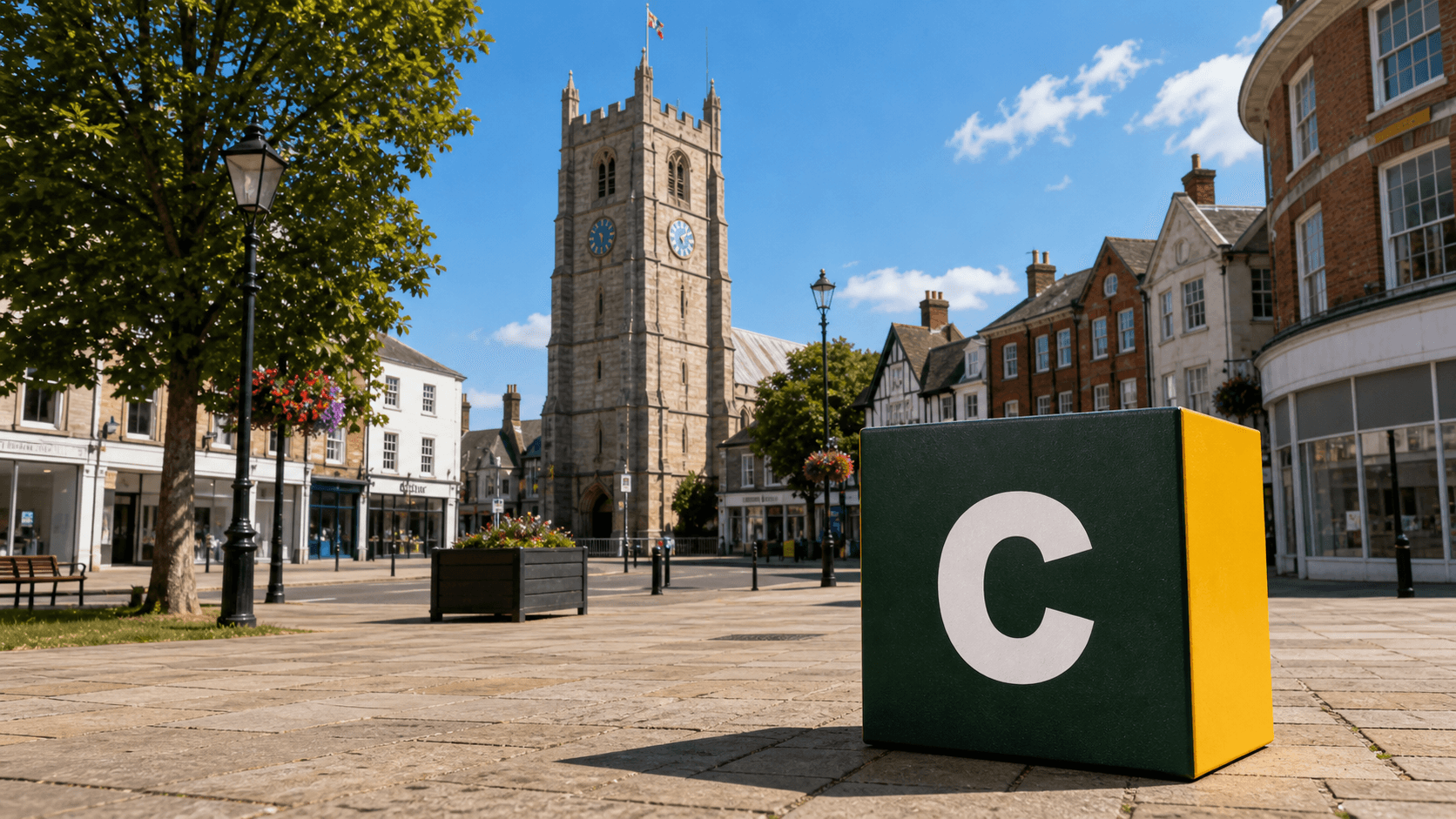 AI training in Newton Abbot with a realistic Coaley Peak branded 3D cube at St Leonard's Tower in Newton Abbot