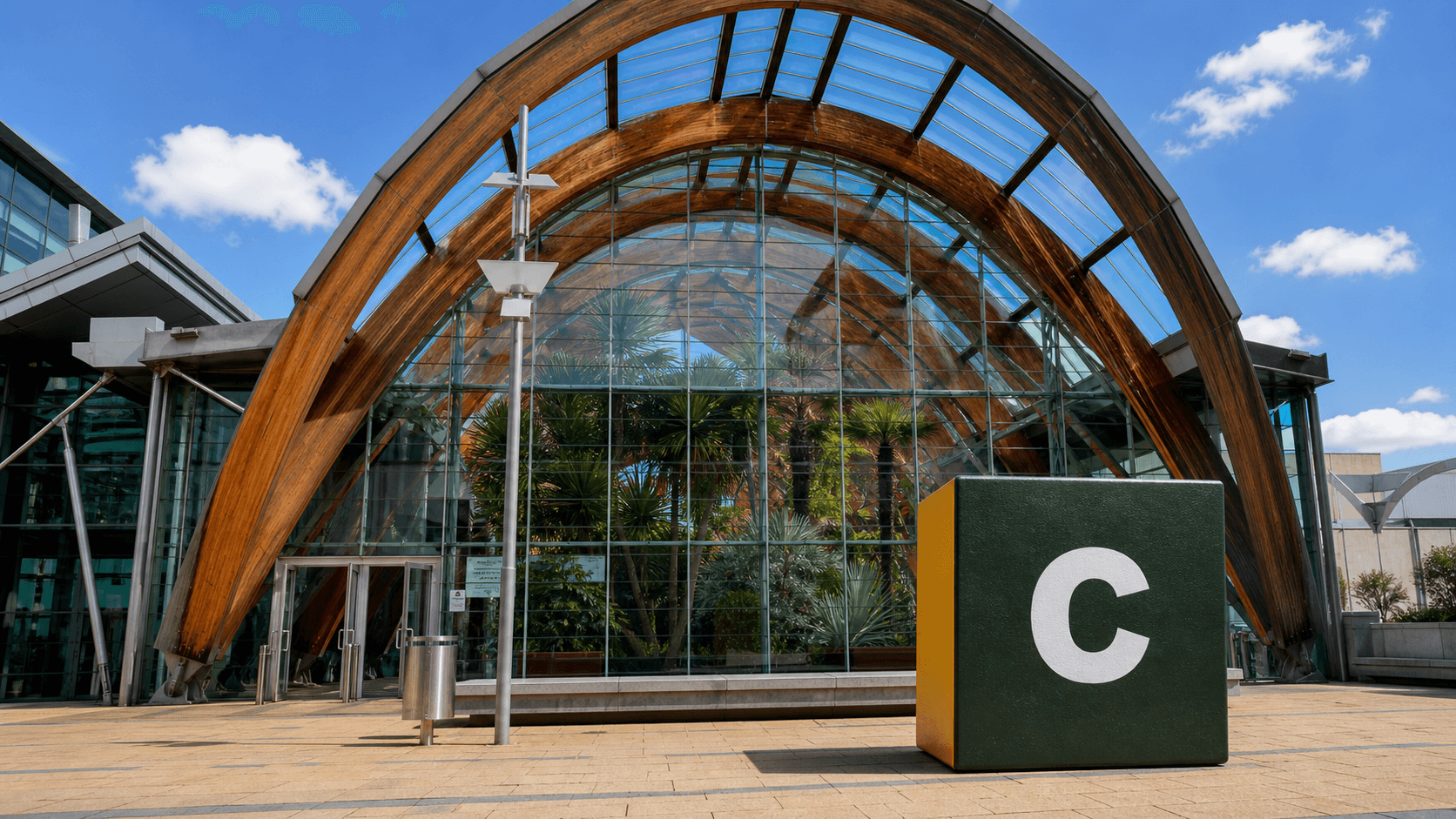 AI training in Sheffield with a realistic Coaley Peak branded 3D cube at Sheffield Winter Garden