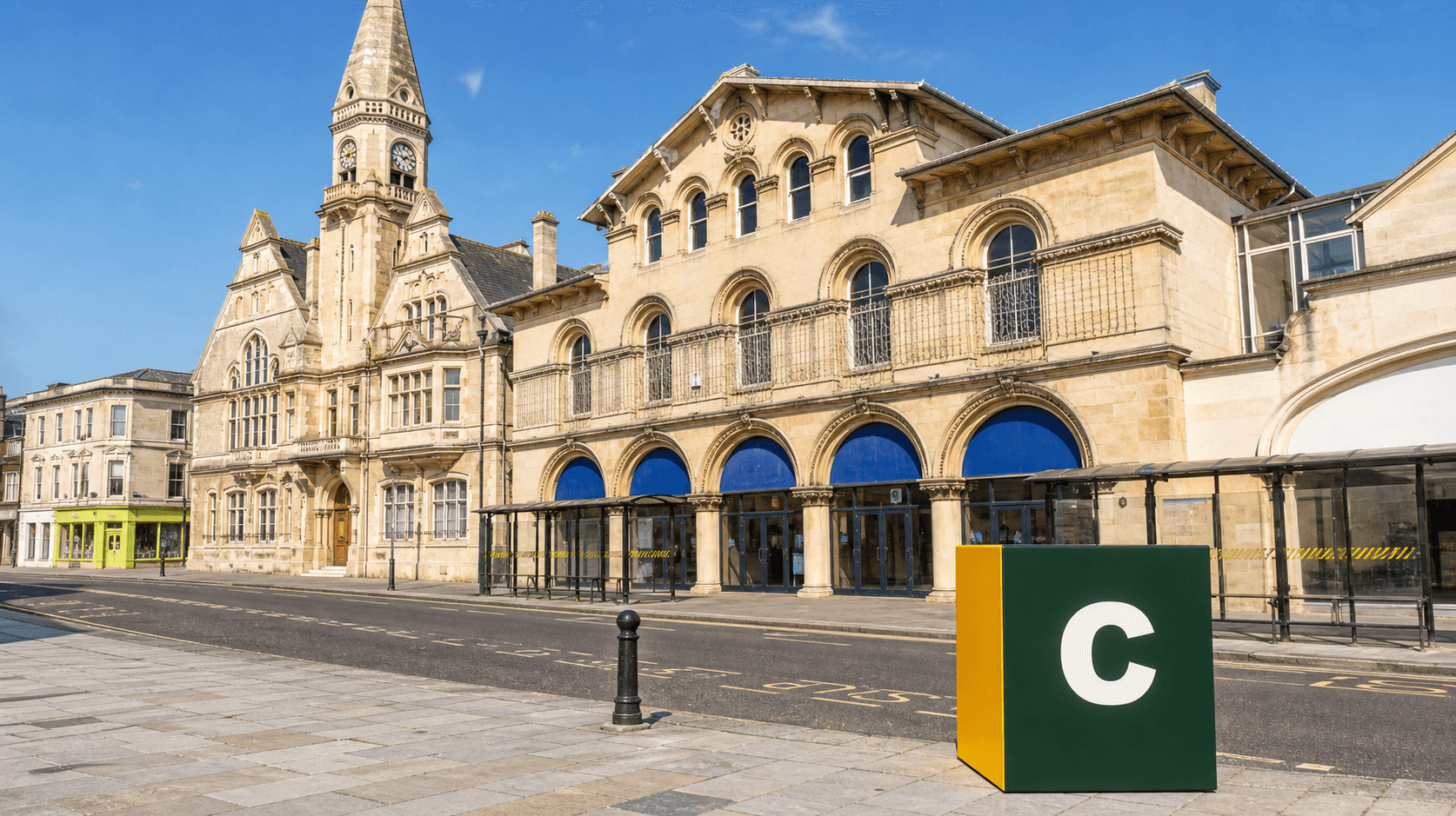AI training in Trowbridge with a realistic Coaley Peak branded 3D cube at Trowbridge Town Hall