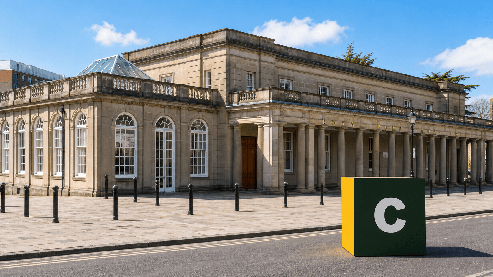 AI training in Leamington Spa by Coaley Peak AI training in Leamington Spa with a realistic Coaley Peak branded 3D cube at Royal Pump Rooms