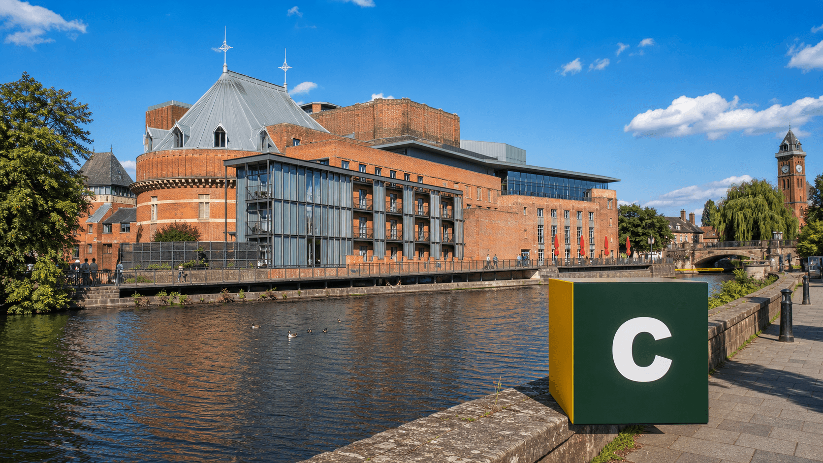 AI training in Stratford-upon-Avon by Coaley Peak AI training in Stratford-upon-Avon with a realistic Coaley Peak branded 3D cube at the Royal Shakespeare Theatre